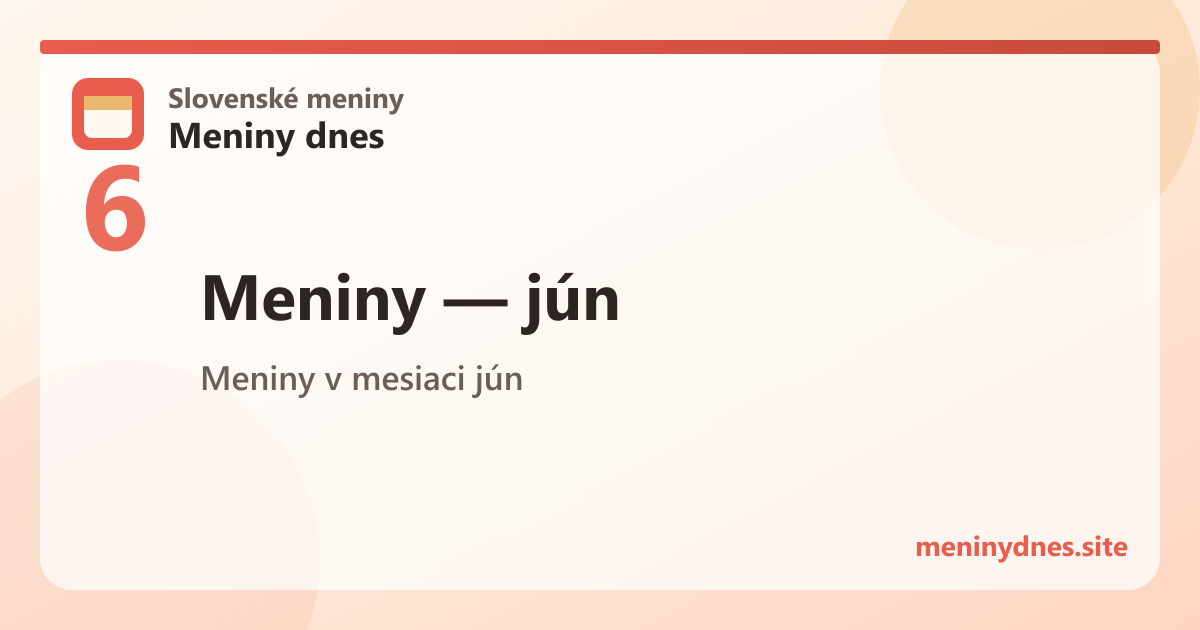Meniny v mesiaci jún
