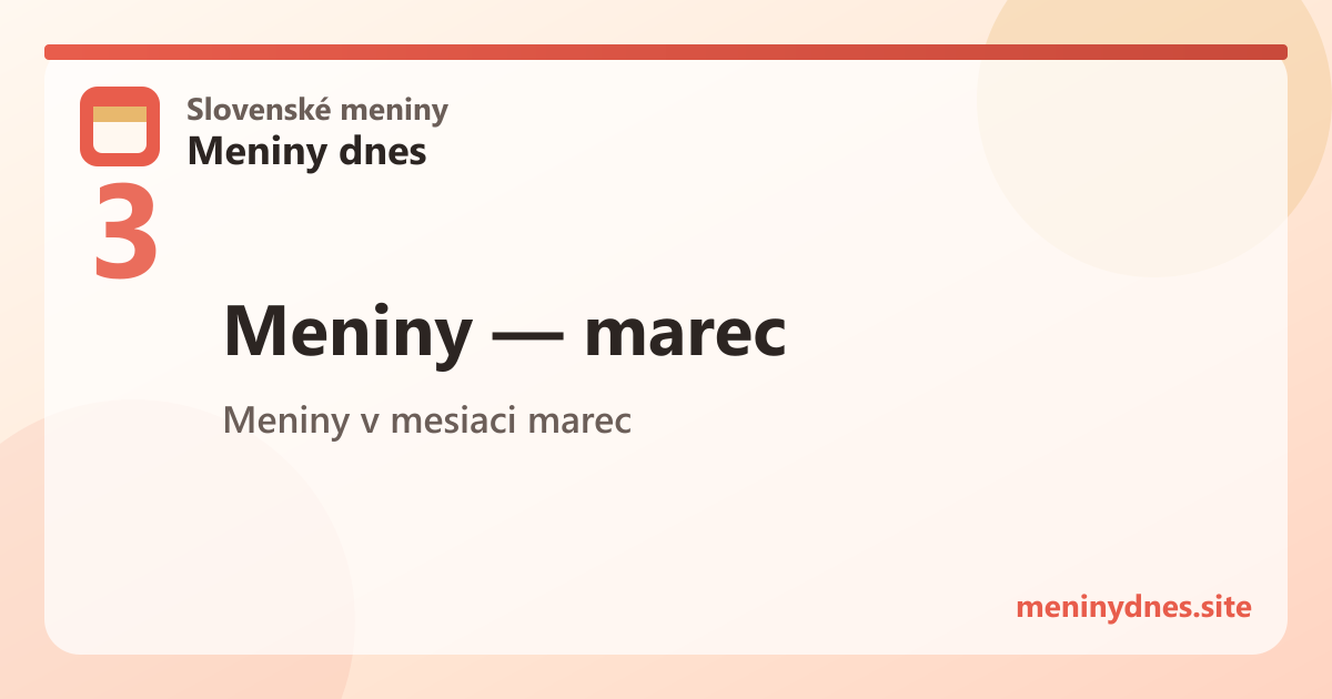 Meniny v mesiaci marec