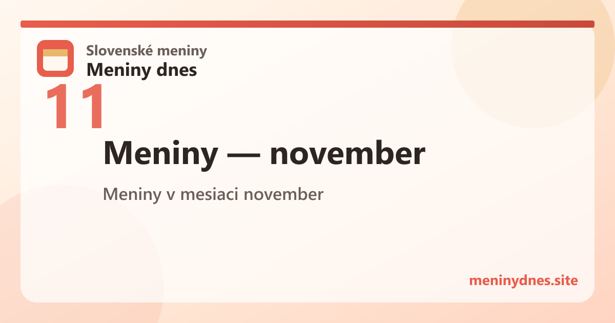 Meniny v mesiaci november