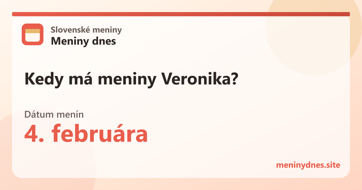 Kedy má meniny Veronika? 4. februára