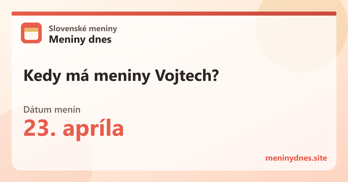 Kedy má meniny Vojtech? 23. apríla